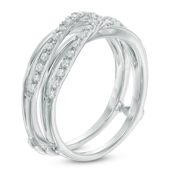 1/4 CT. T.w. Diamond Double Crossover Solitaire Enhancer in 10K White Gold