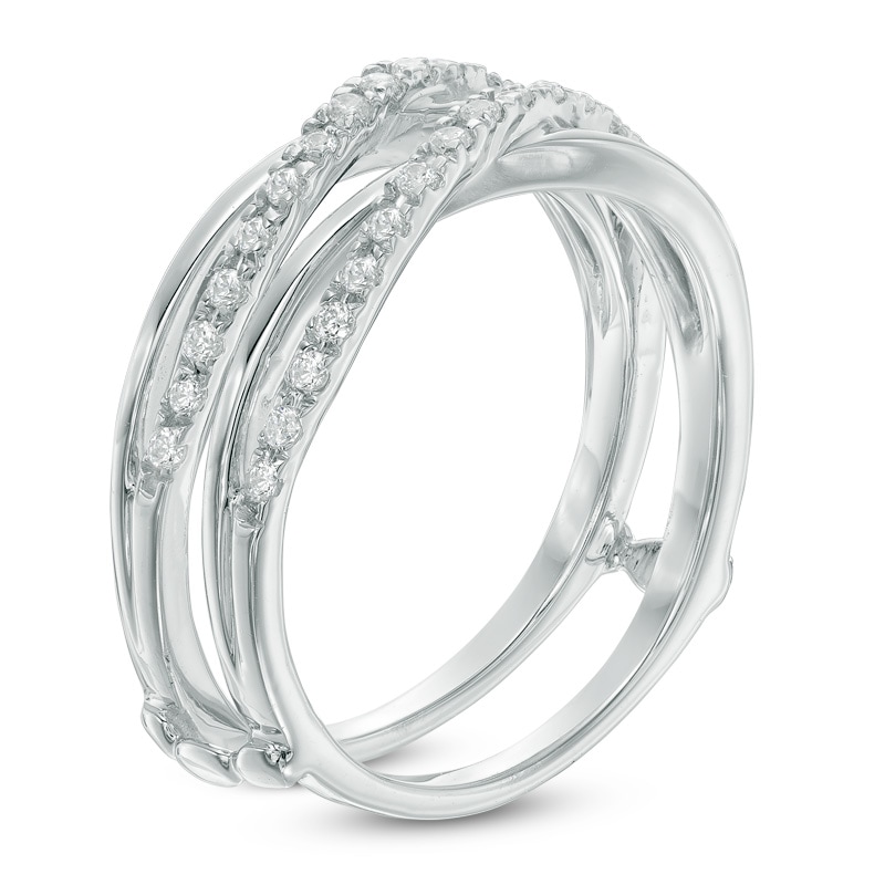 Main Image 2 of 1/4 CT. T.W. Diamond Double Crossover Solitaire Enhancer in 10K White Gold