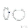 Thumbnail Image 1 of Vera Wang Love Collection 1/6 CT. T.W. Diamond and Blue Sapphire Hoop Earrings in 14K White Gold