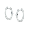 Thumbnail Image 2 of Vera Wang Love Collection 1/6 CT. T.W. Diamond and Blue Sapphire Hoop Earrings in 14K White Gold