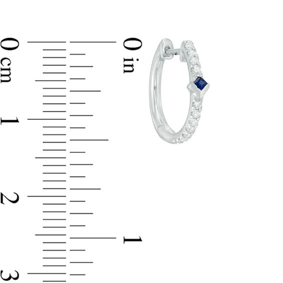 Vera Wang Love Collection 1/6 CT. T.w. Diamond and Blue Sapphire Hoop Earrings in 14K White Gold