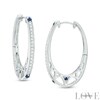 Thumbnail Image 1 of Vera Wang Love Collection 3/8 CT. T.W. Diamond and Blue Sapphire Hoop Earrings in Sterling Silver