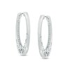 Thumbnail Image 2 of Vera Wang Love Collection 3/8 CT. T.W. Diamond and Blue Sapphire Hoop Earrings in Sterling Silver