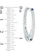 Thumbnail Image 3 of Vera Wang Love Collection 3/8 CT. T.W. Diamond and Blue Sapphire Hoop Earrings in Sterling Silver