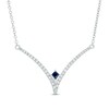 Thumbnail Image 1 of Vera Wang Love Collection 1/5 CT. T.W. Diamond and Blue Sapphire Chevron Necklace in Sterling Silver