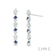 Thumbnail Image 1 of Vera Wang Love Collection 1/5 CT. T.W. Diamond and Blue Sapphire Linear Drop Earrings in 14K White Gold