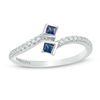 Thumbnail Image 1 of Vera Wang Love Collection 1/8 CT. T.W. Diamond and Blue Sapphire Bypass Ring in 14K White Gold