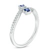 Thumbnail Image 2 of Vera Wang Love Collection 1/8 CT. T.W. Diamond and Blue Sapphire Bypass Ring in 14K White Gold