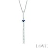 Thumbnail Image 1 of Vera Wang Love Collection 1/10 CT. T.W. Diamond and Blue Sapphire Linear Drop Pendant in 14K White Gold