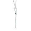 Thumbnail Image 2 of Vera Wang Love Collection 1/10 CT. T.W. Diamond and Blue Sapphire Linear Drop Pendant in 14K White Gold