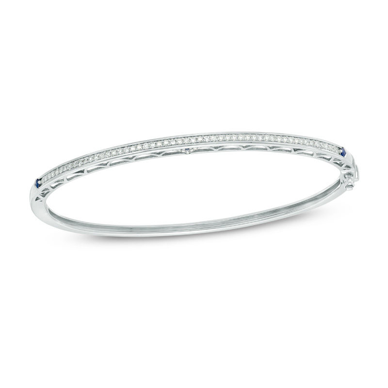 Main Image 1 of Vera Wang Love Collection 1/2 CT. T.W. Diamond and Blue Sapphire Bangle in Sterling Silver