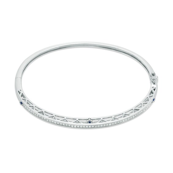 Vera Wang Love Collection 1/2 CT. T.W. Diamond and Blue Sapphire Bangle in Sterling Silver Vera Wang Love Collection 1/2 CT. T.W. Diamond and Blue Sapphire Bangle in Sterling Silver