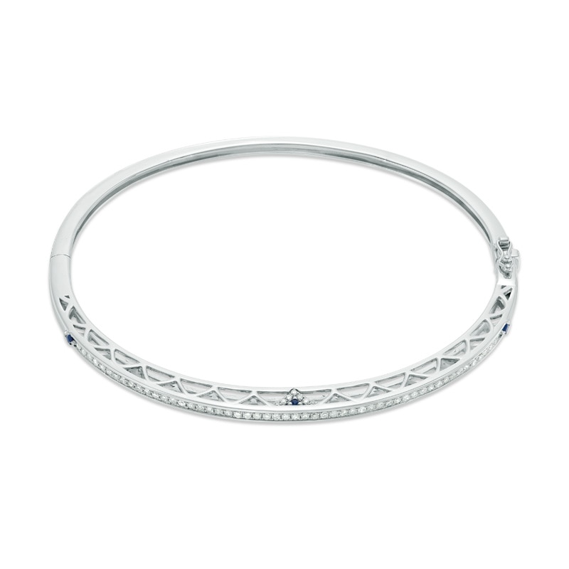 Main Image 2 of Vera Wang Love Collection 1/2 CT. T.W. Diamond and Blue Sapphire Bangle in Sterling Silver