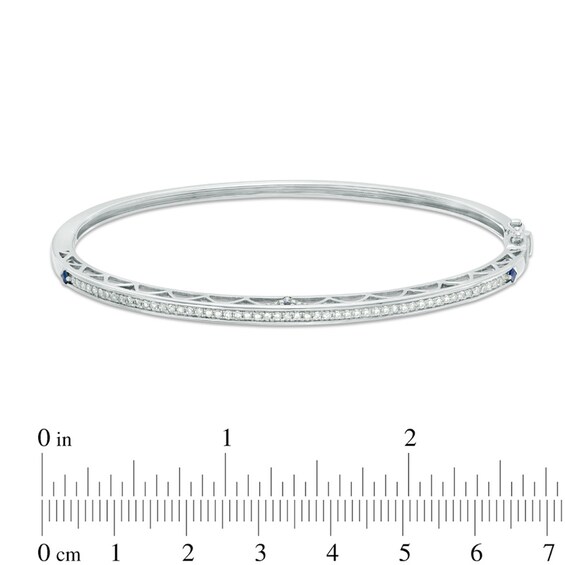Vera Wang Love Collection 1/2 CT. T.w. Diamond and Blue Sapphire Bangle in Sterling Silver