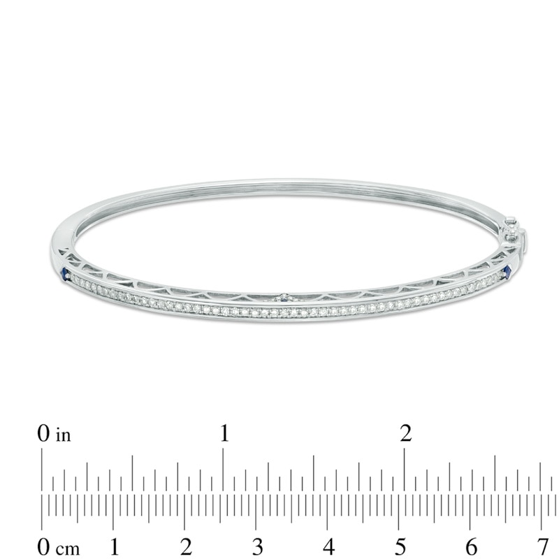 Main Image 3 of Vera Wang Love Collection 1/2 CT. T.W. Diamond and Blue Sapphire Bangle in Sterling Silver