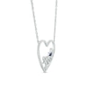 Thumbnail Image 1 of Vera Wang Love Collection 1/5 CT. T.W. Diamond and Blue Sapphire Heart "Love" Necklace in Sterling Silver