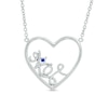 Thumbnail Image 2 of Vera Wang Love Collection 1/5 CT. T.W. Diamond and Blue Sapphire Heart "Love" Necklace in Sterling Silver