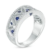 Thumbnail Image 2 of Vera Wang Love Collection 1/3 CT. T.W. Diamond and Blue Sapphire Band in 14K White Gold