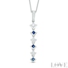 Thumbnail Image 1 of Vera Wang Love Collection 1/6 CT. T.W. Diamond and Blue Sapphire Alternating Drop Pendant in 14K White Gold