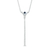 Thumbnail Image 0 of Vera Wang Love Collection 1/5 CT. T.W. Diamond and Blue Sapphire "V" Drop Necklace in Sterling Silver