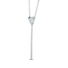 Thumbnail Image 2 of Vera Wang Love Collection 1/5 CT. T.W. Diamond and Blue Sapphire "V" Drop Necklace in Sterling Silver