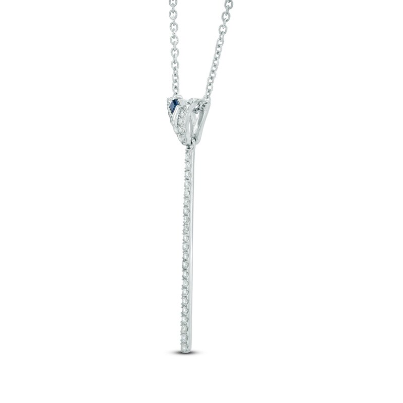 Main Image 2 of Vera Wang Love Collection 1/5 CT. T.W. Diamond and Blue Sapphire "V" Drop Necklace in Sterling Silver