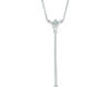 Thumbnail Image 2 of Vera Wang Love Collection 1/5 CT. T.W. Diamond and Blue Sapphire "V" Drop Necklace in Sterling Silver