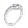Thumbnail Image 2 of Vera Wang Love Collection 1/3 CT. T.W. Diamond and Blue Sapphire Split Shank Chevron Ring in 14K White Gold
