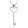 Thumbnail Image 1 of Vera Wang Love Collection 1/5 CT. T.W. Diamond and Blue Sapphire Heart Key Pendant in Sterling Silver