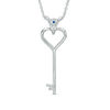Thumbnail Image 2 of Vera Wang Love Collection 1/5 CT. T.W. Diamond and Blue Sapphire Heart Key Pendant in Sterling Silver