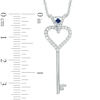 Thumbnail Image 3 of Vera Wang Love Collection 1/5 CT. T.W. Diamond and Blue Sapphire Heart Key Pendant in Sterling Silver