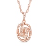 Thumbnail Image 1 of Oval Morganite and Diamond Accent Orbit Frame Pendant in Sterling Silver with 14K Rose Gold Plate