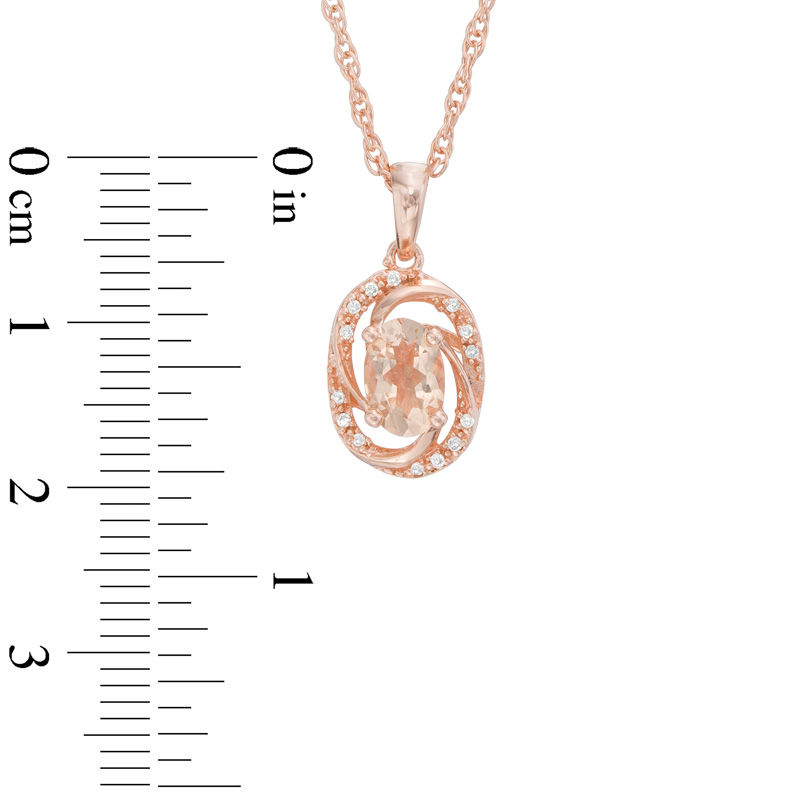 Main Image 2 of Oval Morganite and Diamond Accent Orbit Frame Pendant in Sterling Silver with 14K Rose Gold Plate