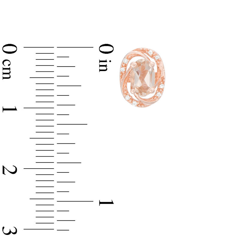 Main Image 2 of Oval Morganite and Diamond Accent Orbit Frame Stud Earrings in Sterling Silver with 14K Rose Gold Plate