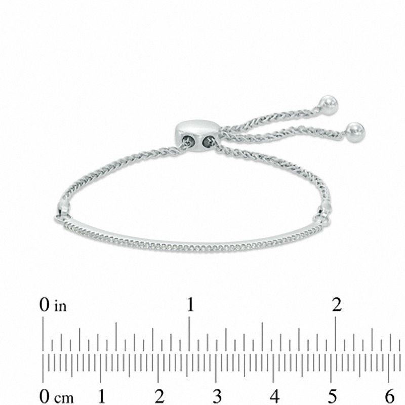 Main Image 2 of 1/6 CT. T.W. Diamond Bar Bolo Bracelet in 10K White Gold - 9.5"