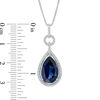 Thumbnail Image 2 of Pear-Shaped Lab-Created Blue Sapphire and 1/3 CT. T.W. Diamond Pendant and Earrings Set in Sterling Silver