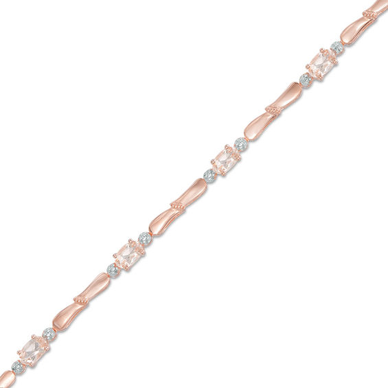 Oval Morganite and Diamond Accent Bracelet in Sterling Silver with 14K Rose Gold Plate