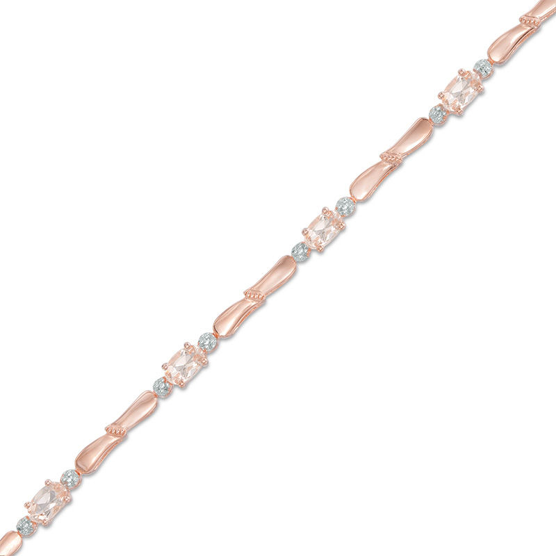 Main Image 1 of Oval Morganite and Diamond Accent Bracelet in Sterling Silver with 14K Rose Gold Plate