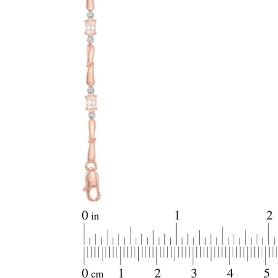 Oval Morganite and Diamond Accent Bracelet in Sterling Silver with 14K Rose Gold Plate