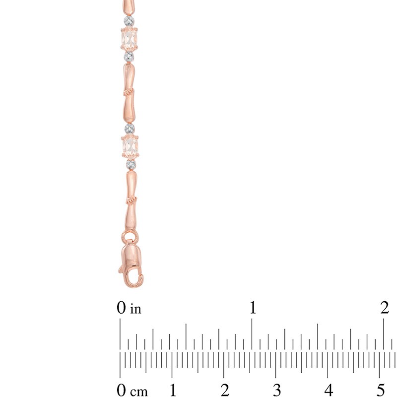 Main Image 2 of Oval Morganite and Diamond Accent Bracelet in Sterling Silver with 14K Rose Gold Plate