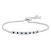 Thumbnail Image 0 of Lab-Created Blue and White Sapphire Line Bolo Bracelet in Sterling Silver - 8.5"