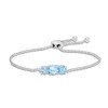 Thumbnail Image 1 of 6.0mm Swiss Blue Topaz Three Stone Bolo Bracelet in Sterling Silver - 8.5"