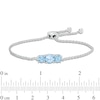 Thumbnail Image 1 of 6.0mm Swiss Blue Topaz Three Stone Bolo Bracelet in Sterling Silver - 8.5"