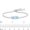 Thumbnail Image 2 of 6.0mm Swiss Blue Topaz Three Stone Bolo Bracelet in Sterling Silver - 8.5"