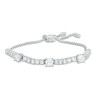 Thumbnail Image 1 of 5.0mm Princess-Cut Lab-Created White Sapphire Three Stone Bolo Bracelet in Sterling Silver - 9.0"