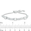 Thumbnail Image 1 of 5.0mm Princess-Cut Lab-Created White Sapphire Three Stone Bolo Bracelet in Sterling Silver - 9.0"