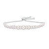3.0 - 8.0mm Cultured Freshwater Pearl and Lab-Created White Sapphire Graduated Bolo Bracelet in Sterling Silver - 9.0"