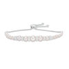 Thumbnail Image 0 of 3.0 - 8.0mm Cultured Freshwater Pearl and Lab-Created White Sapphire Graduated Bolo Bracelet in Sterling Silver - 9.0"