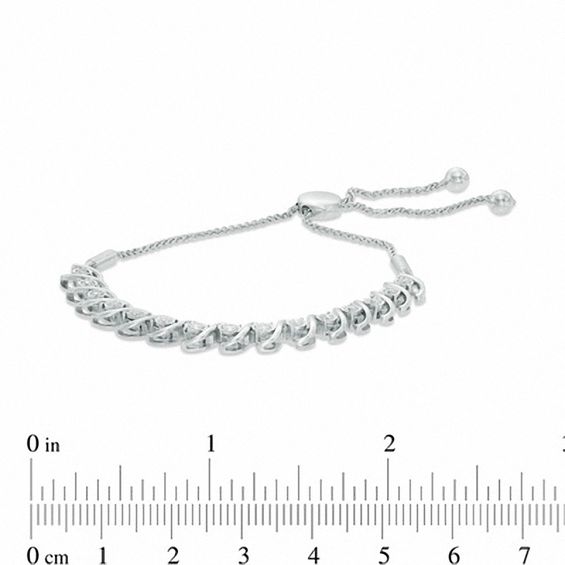 1/2 CT. T.w. Diamond "S" Bar Bolo Bracelet in 10K White Gold - 9.5"