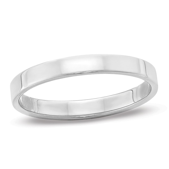 3.0mm Flat Square-Edged Wedding Band 14K White Gold